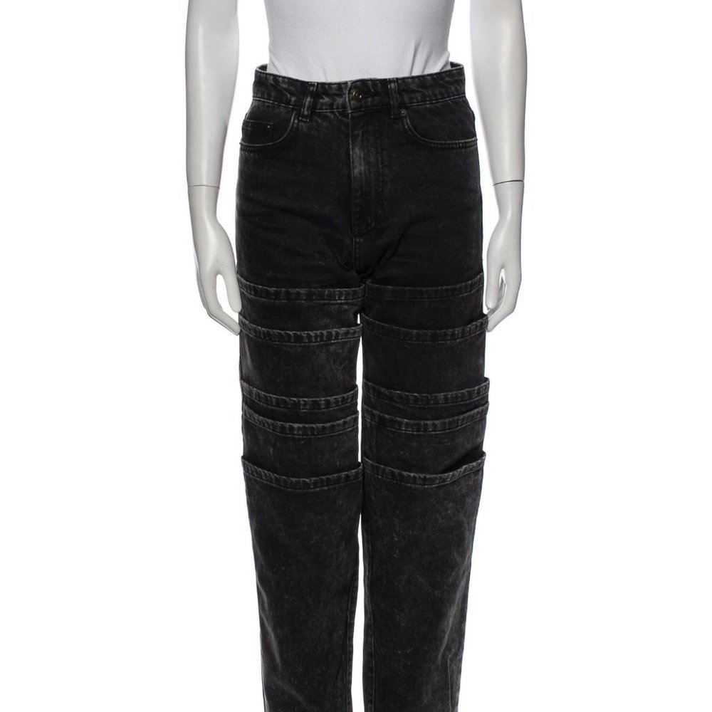 Y/PROJECT Cowboy  Straight Leg Jeans Size: XS 00 Black Western Layered Denim